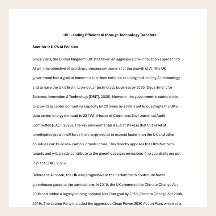 First page of the essay