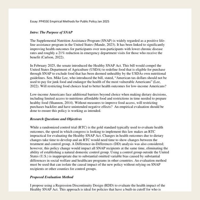 First page of the essay